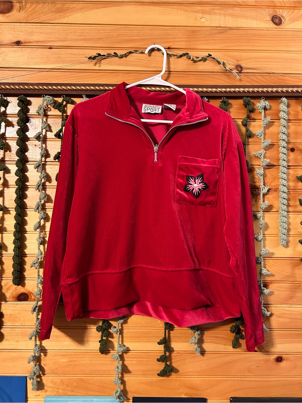 Cozy Pink Velvet Quarter-Zip Pullover